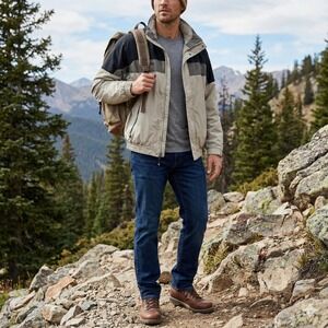 Columbia Bugaboo Jacket Mens 3XL Tan Colorblock Classic Outdoor Windbreaker Coat